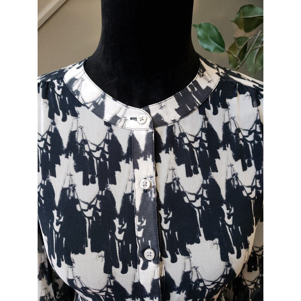 Women's Banana Republic Black & White Sheer Blouse Size 6 Pullover - Picture 6 of 11
